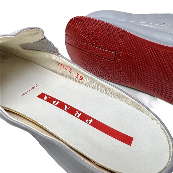 Prada Gray Leather Slip On Mules sz 8.5 - Picture 12 of 13